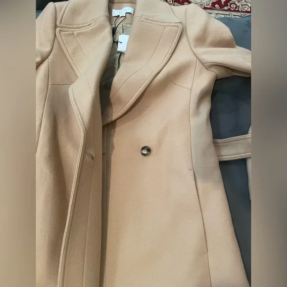 Reiss Tor Belted Wool Blend Coat In Camel NWT  US 4 - Picture 11 of 16